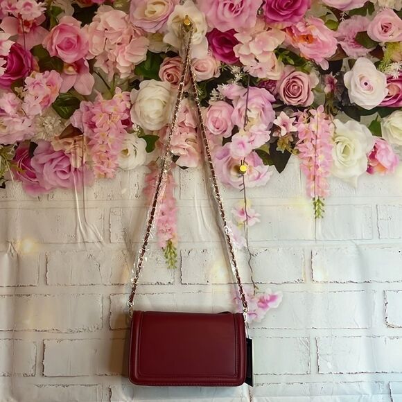 Badgley Mischka vegan leather brick red small pleaded Crossbody NWT - Picture 10 of 13